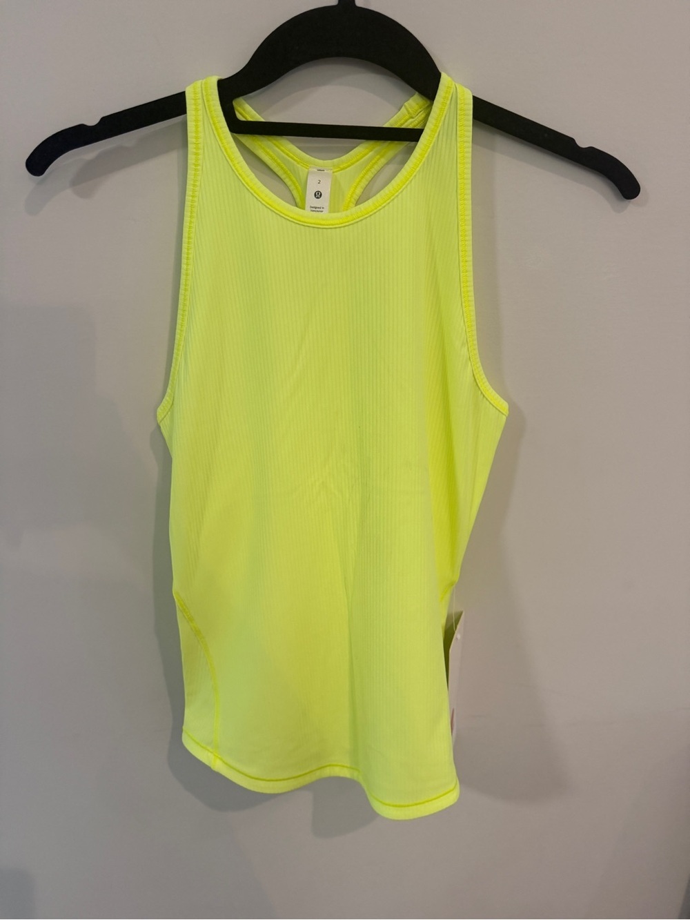 Lululemon Neon Yellow Base Pace Tank  Ribbed Tank Top NWT Size 2